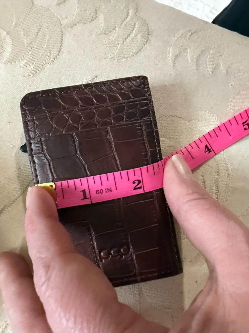 Pop Up‎ Wallet Brown Croc Embossed RFID Card Holder Slim w Box